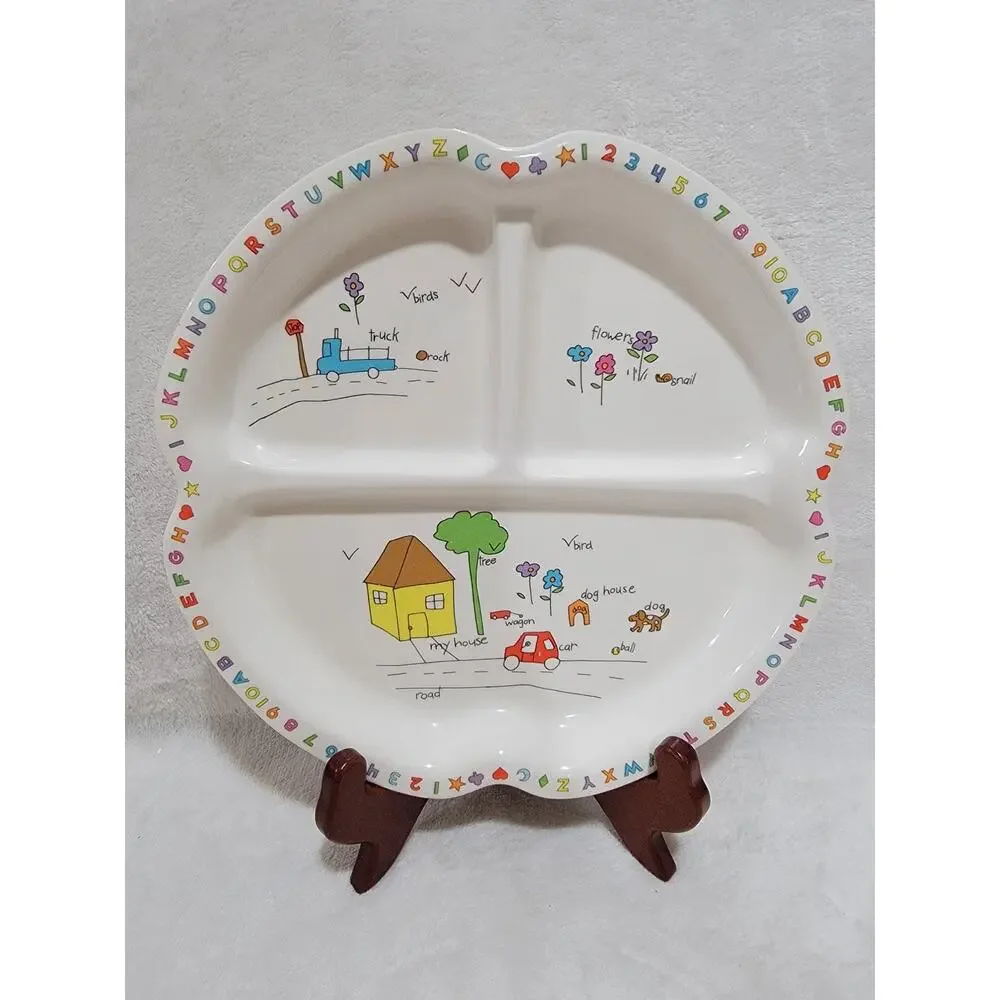 Vintage Anacapa Melamine Ware divided children's plate cir. 1987 Set of 2